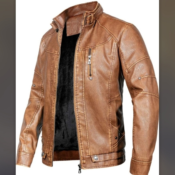 Mens Leather Jacket Other - New Mens Slim Fit Weather Sealed Leather Jacket Multiple Sizes